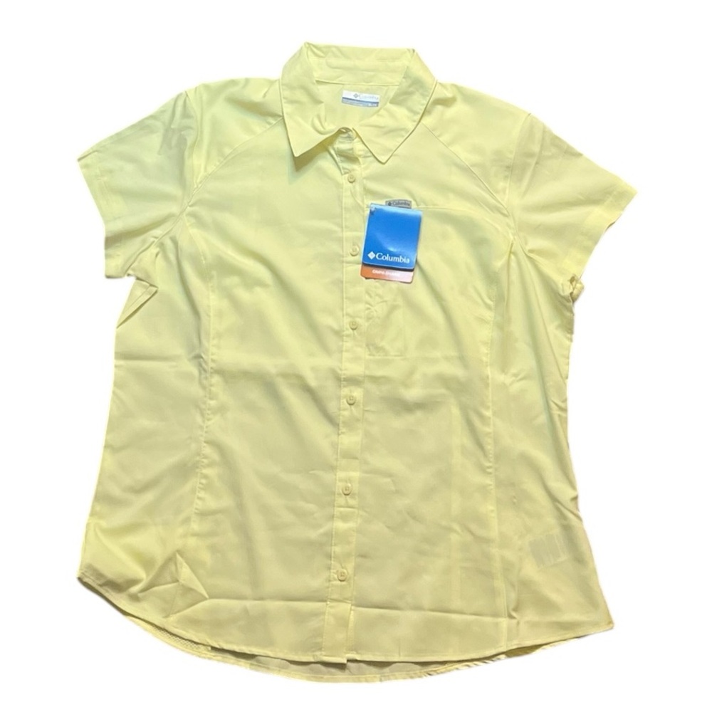 Columbia Kestrel Trail Lite Short Sleeve Women’s Button-Up Shirt XL Yellow